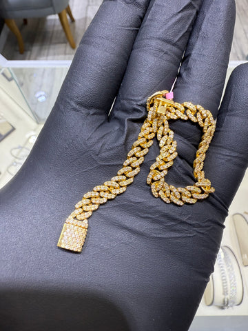 10Kt Yellow Gold Natural Diamond Cuban Bracelet 3CTW VS