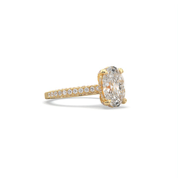 4CTW Oval Pave Hidden Halo Engagement Ring