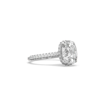 5CTW Pave Elongated Cushion Cut Lab Diamond Engagement Ring