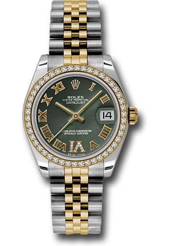 Rolex Datejust 36 Yellow Gold/Steel Olive Green Roman Diamond VI