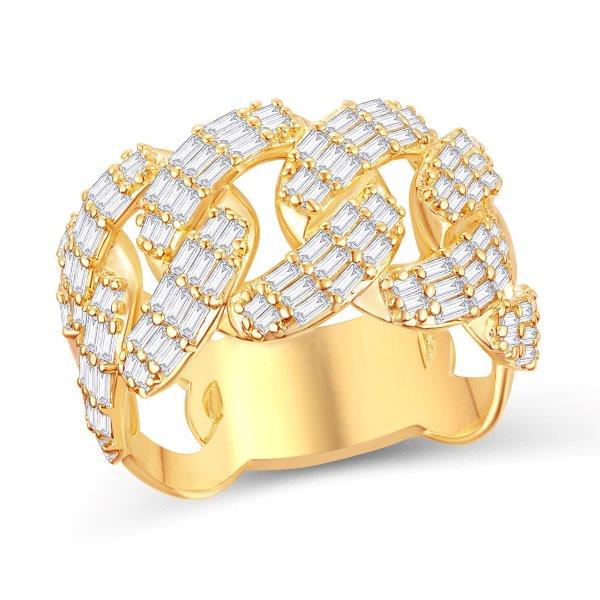 The Diamond Deal 10kt Yellow Gold Mens Baguette Diamond Gucci-link