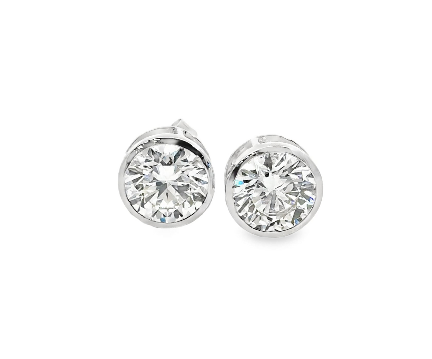 4CTW White Gold Round Bezel Studs