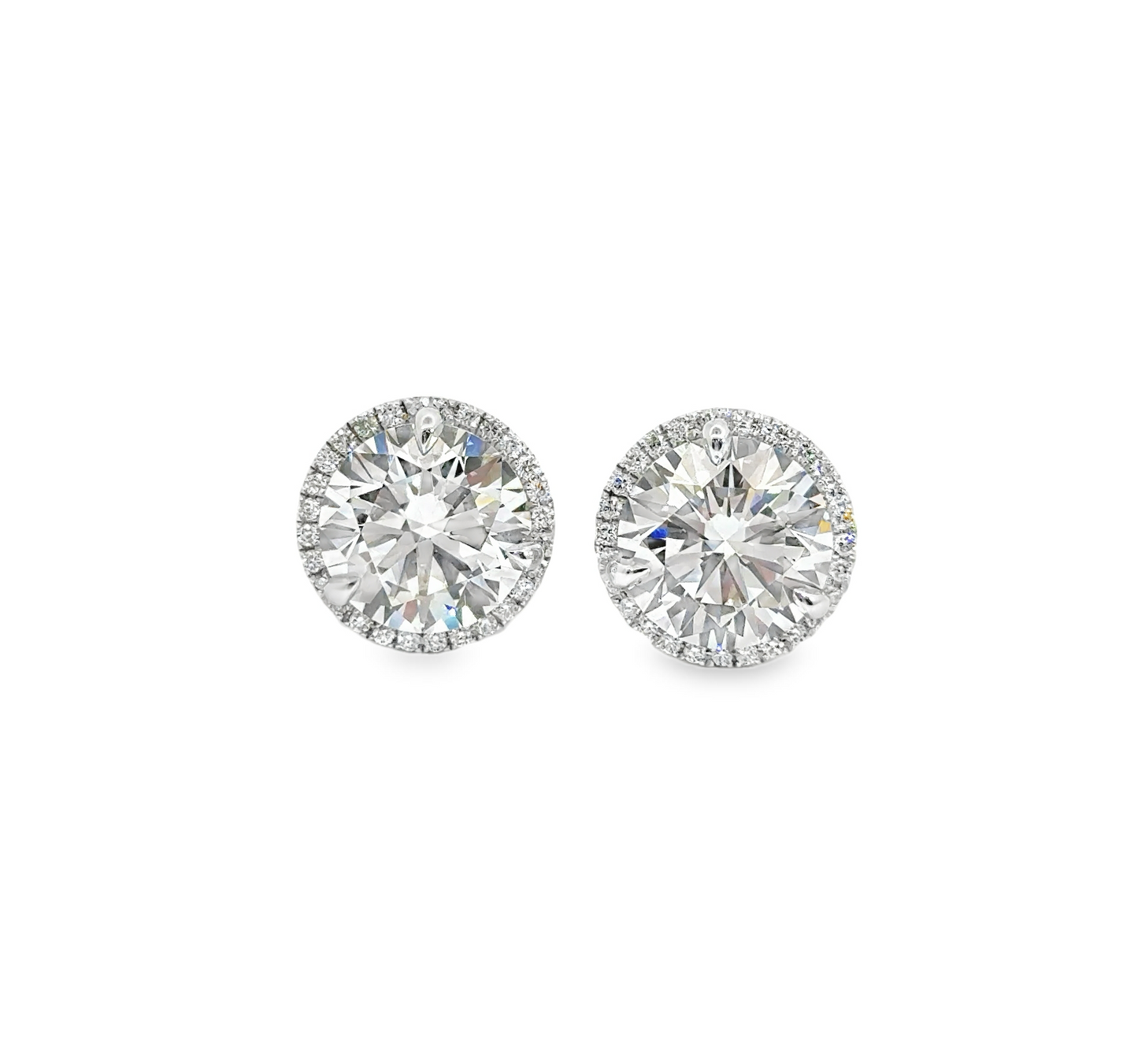 8.40CTW Halo Round Diamond Stud Earrings