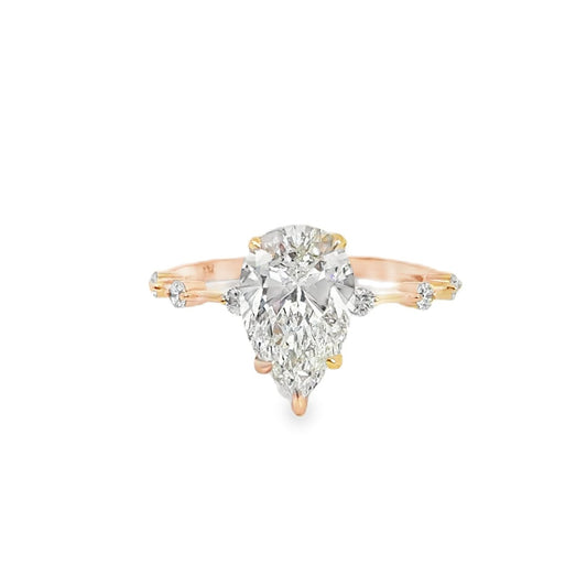 14KT Rose Gold Lumi Set 2CT Pear Shape Engagement Ring