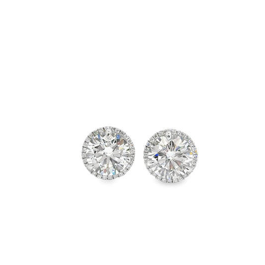 8.40CTW Halo Round Diamond Stud Earrings