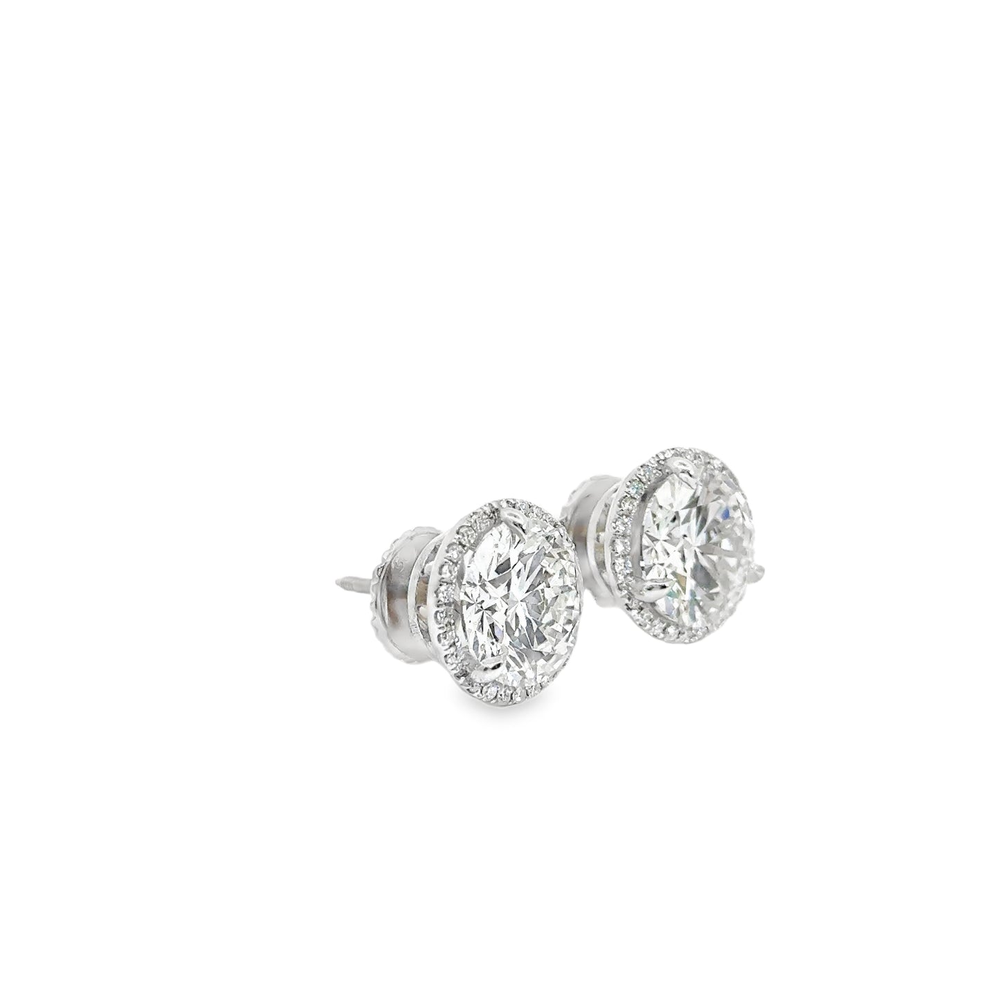 8.40CTW Halo Round Diamond Stud Earrings