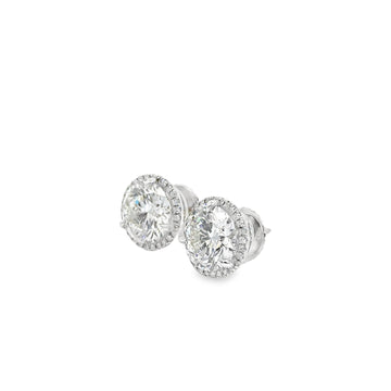 8.40CTW Halo Round Diamond Stud Earrings