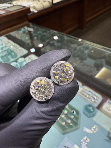 8.4CTW VS1 Halo Round Diamond Studs