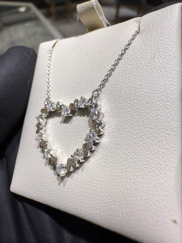 14Kt White Gold Diamond Heart Necklace
