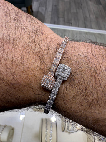 Two Tone Baguette Natural Diamond Bangle