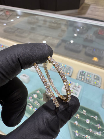 3CTW VS1 Lab Diamond Yellow Gold Midsize Hoops