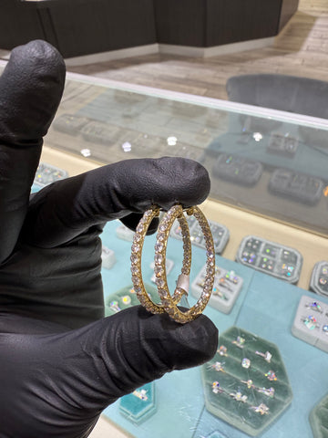 3CTW VS1 Lab Diamond Yellow Gold Midsize Hoops