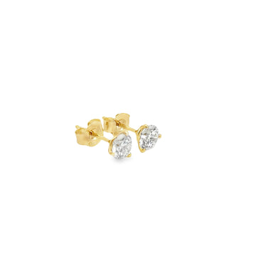 1CTW Martini Set Lab Diamond Stud Earrings Yellow Gold