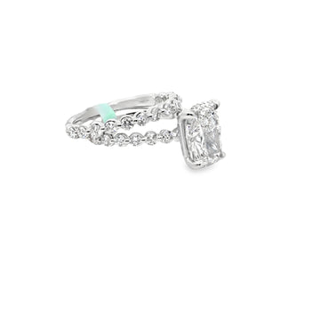 3CT Elongated Cushion Cut Diamond Engagement Ring Set