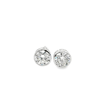 4CTW White Gold Round Bezel Studs