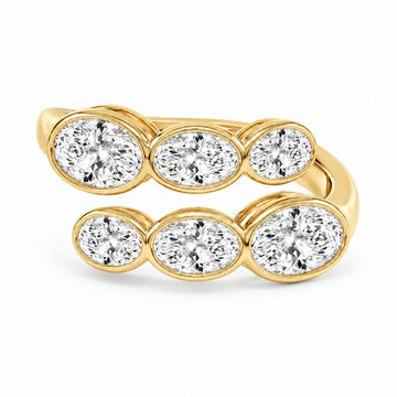 Oval Double-Row Bezel Ring in 14K yellow gold – high-resolution illustrative rendering