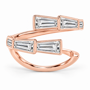 Tapered Baguette Bezel Wrap Ring in 14K rose gold – illustrative rendering