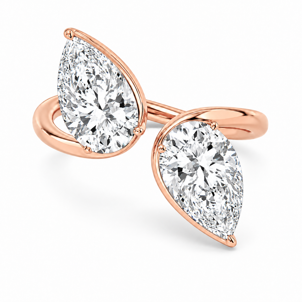 Pear Bezel Toi et Moi Ring in 14K rose gold – illustrative rendering