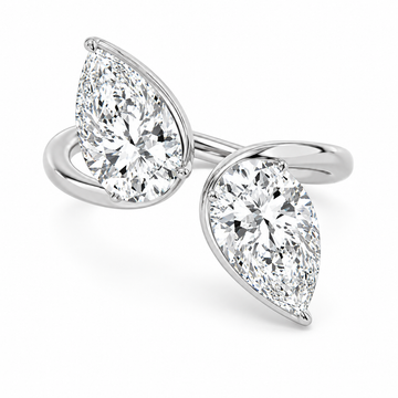 Pear Bezel Toi et Moi Ring in 14K white gold – illustrative rendering