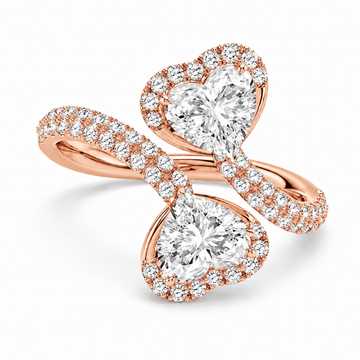 Heart Halo Bypass Ring in 14K rose gold – illustrative rendering