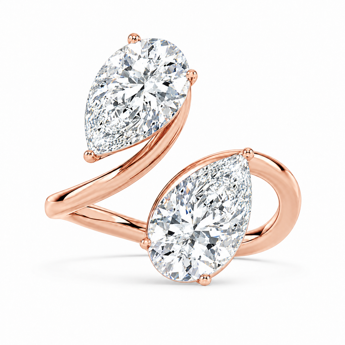 Pear Bezel Open Wrap Ring in 14K rose gold – illustrative rendering