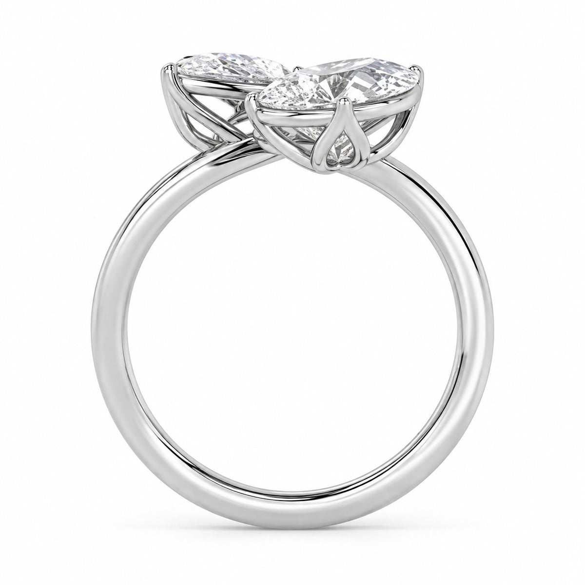 Pear Bezel Open Wrap Ring in 14K white gold, detailed side view — illustrative rendering