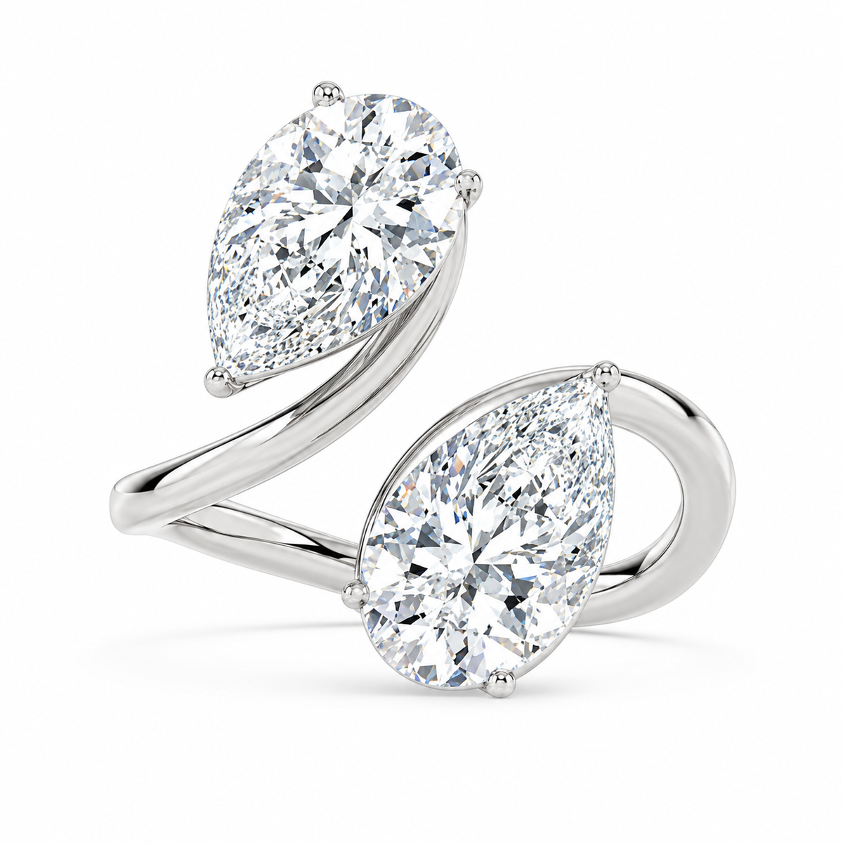 Pear Bezel Open Wrap Ring in 14K white gold – illustrative rendering