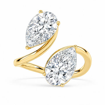 Pear Bezel Open Wrap Ring in 14K yellow gold – high-resolution illustrative rendering