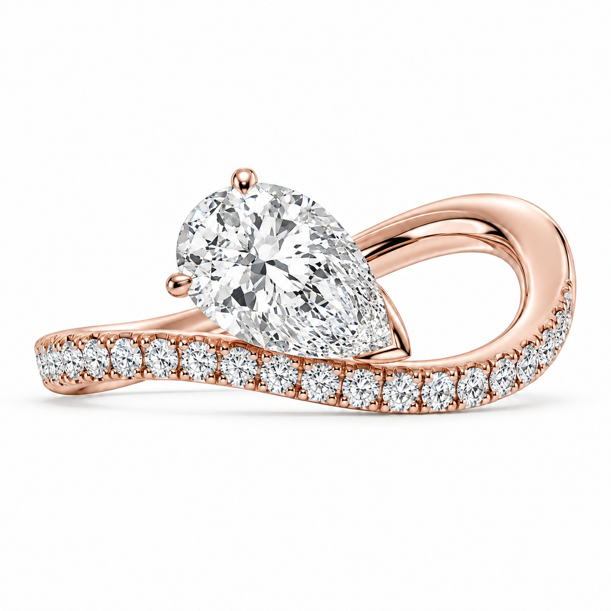 Pear Pavé Loop Ring in 14K rose gold – illustrative rendering