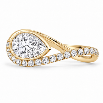 Pear Bezel Wave Ring in 14K yellow gold – illustrative rendering