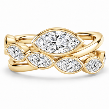 Marquise Bezel Crossover Ring in 14K yellow gold – illustrative rendering