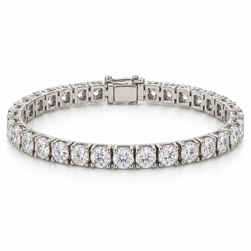 Four-Prong Box Round Tennis lab-grown diamond bracelet, 14K white gold — illustrative design rendering
