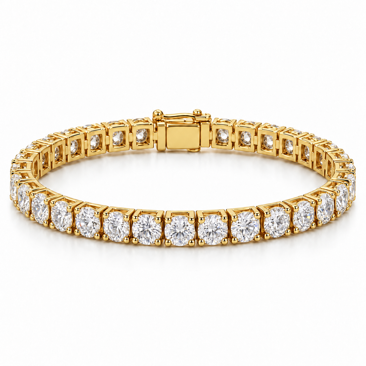 Four-Prong Box Round Tennis lab-grown diamond bracelet, 14K Yellow Gold — illustrative design rendering