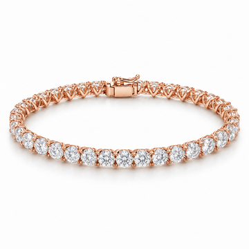 Three-Prong Martini Round Tennis lab-grown diamond bracelet, 14K Rose Gold — illustrative design rendering