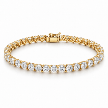 Three-Prong Martini Round Tennis lab-grown diamond bracelet, 14K Yellow Gold — illustrative design rendering