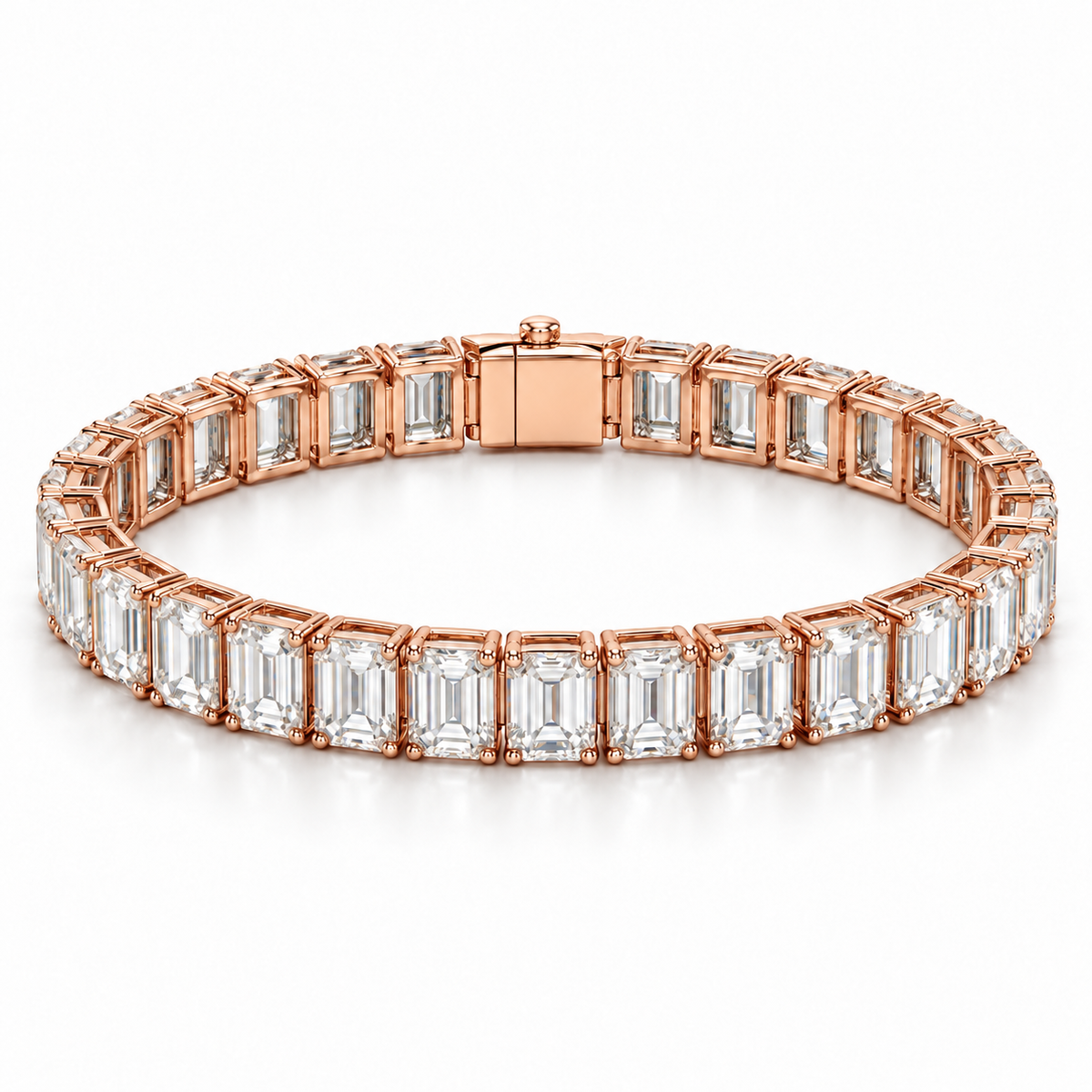 North-South Emerald Tennis lab-grown diamond bracelet, 14K Rose Gold — illustrative design rendering