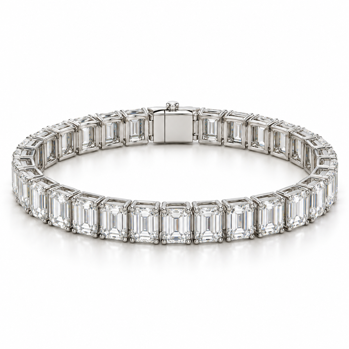 North-South Emerald Tennis lab-grown diamond bracelet, 14K White Gold — illustrative design rendering