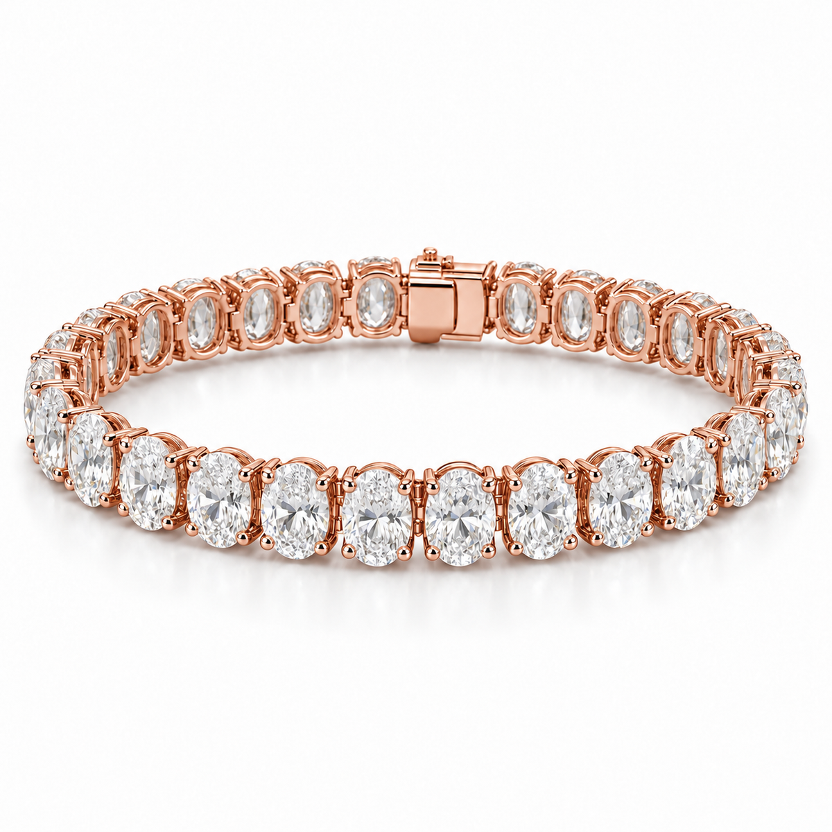 North-South Oval Tennis lab-grown diamond bracelet, 14K Rose Gold — illustrative design rendering