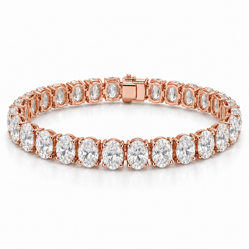 North-South Oval Tennis lab-grown diamond bracelet, 14K Rose Gold — illustrative design rendering