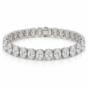 North-South Oval Tennis lab-grown diamond bracelet, 14K White Gold — illustrative design rendering