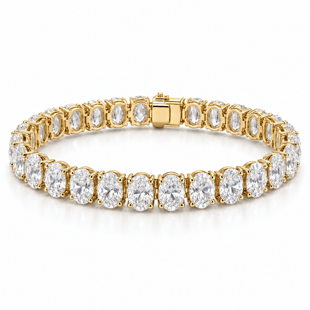 North-South Oval Tennis lab-grown diamond bracelet, 14K Yellow Gold — illustrative design rendering
