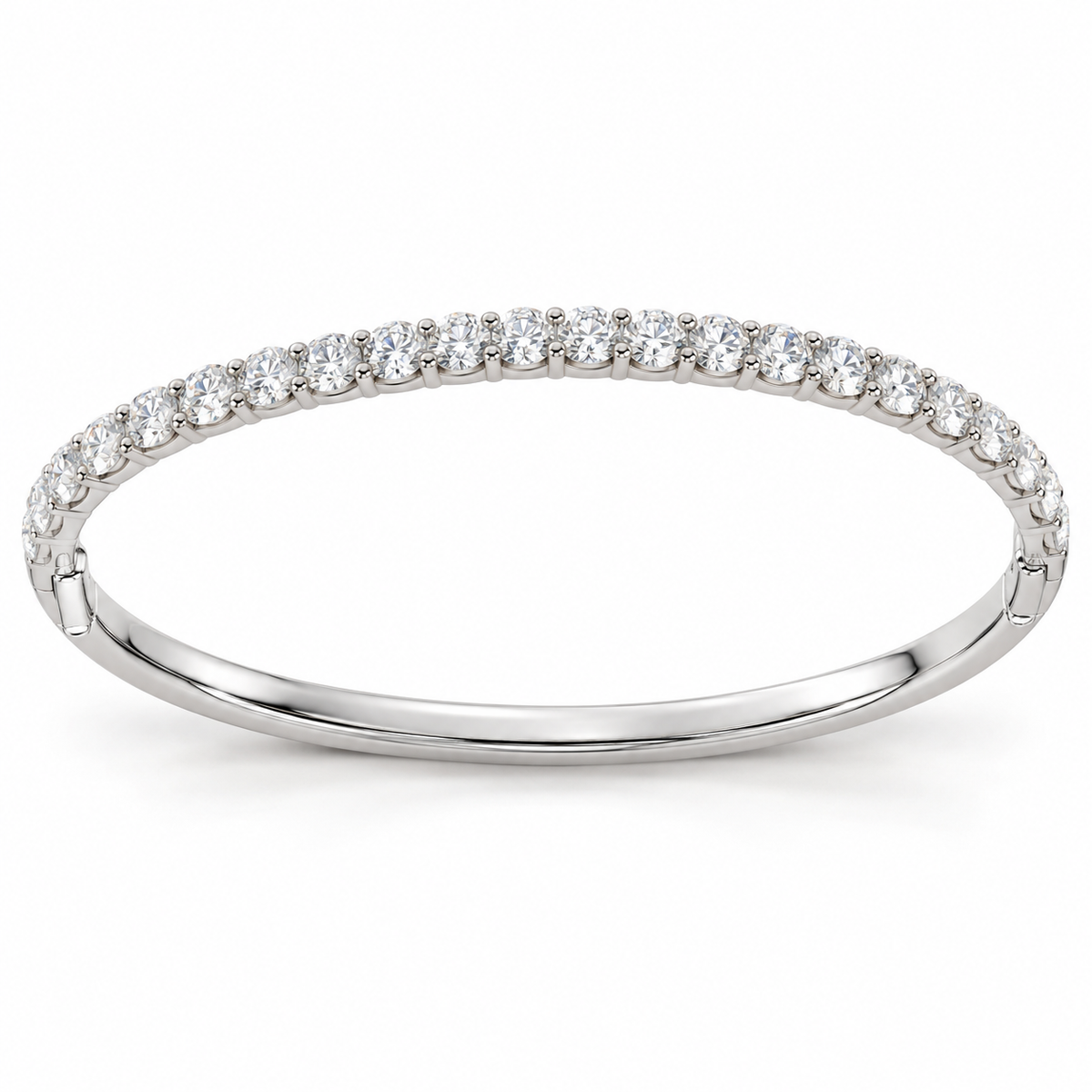 Shared-Prong Round Diamond Bangle lab-grown diamond bracelet, 14K White Gold — illustrative design rendering