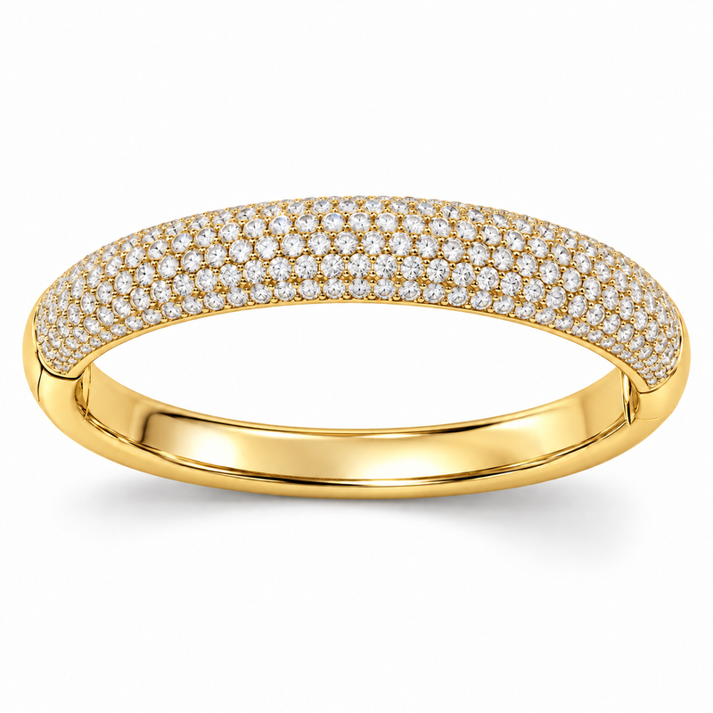 Domed Pavé Diamond Bangle lab-grown diamond bracelet, 14K Yellow Gold — illustrative design rendering