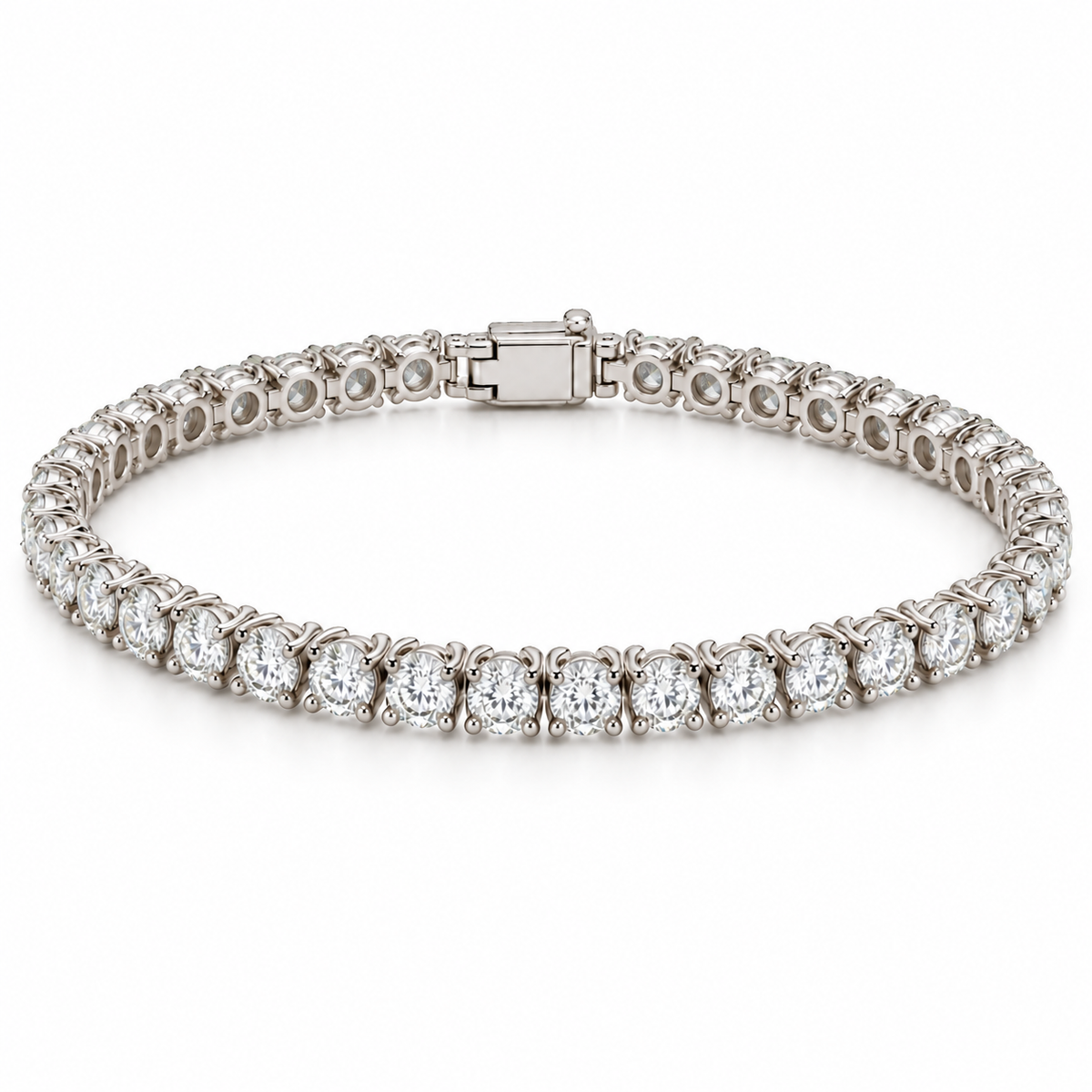 Tulip Prong Tennis lab-grown diamond bracelet in 14K white gold, alternate view — illustrative design rendering