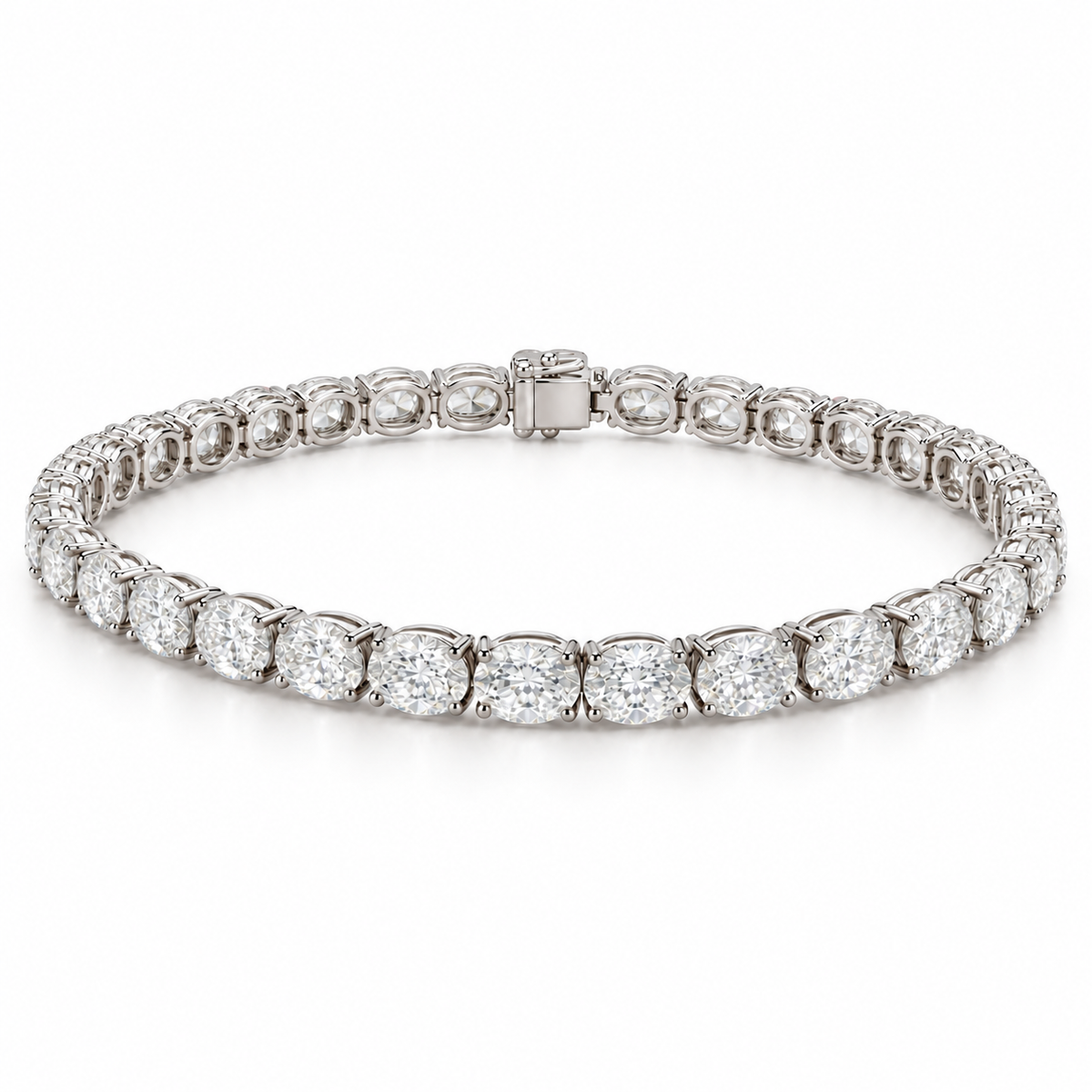 East-West Oval Tennis lab-grown diamond bracelet in 14K white gold, alternate view — illustrative design rendering