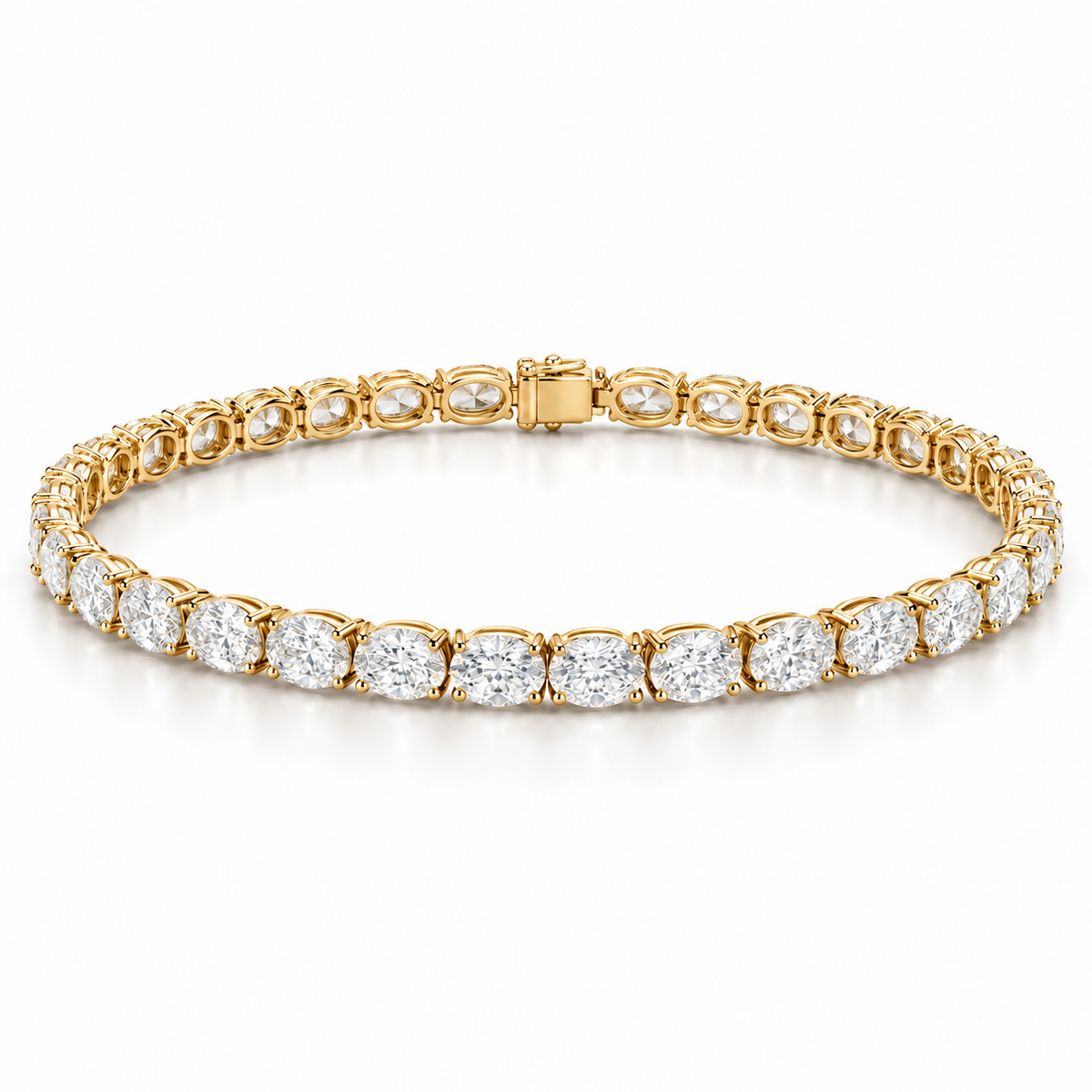 East-West Oval Tennis lab-grown diamond bracelet in 14K yellow gold — illustrative design rendering