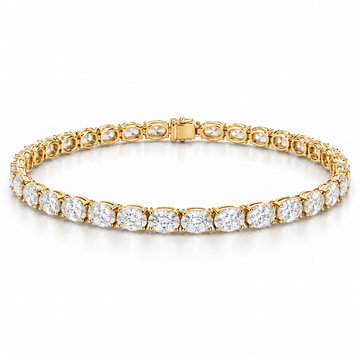 East-West Oval Tennis lab-grown diamond bracelet in 14K yellow gold — illustrative design rendering