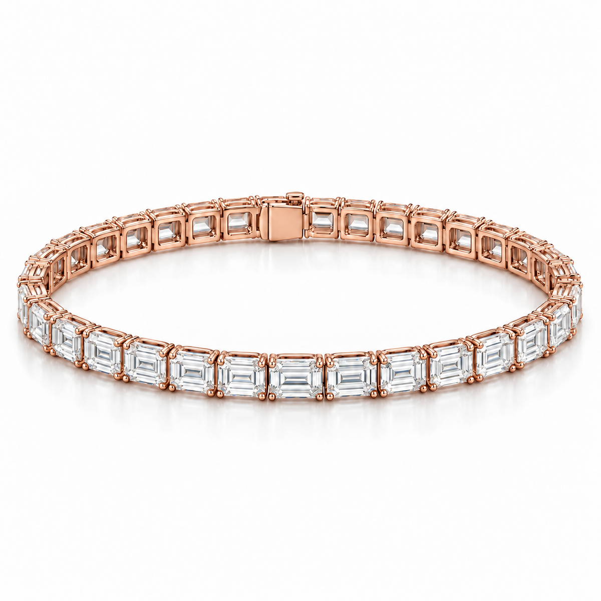 East-West Emerald Tennis lab-grown diamond bracelet in 14K rose gold — illustrative design rendering