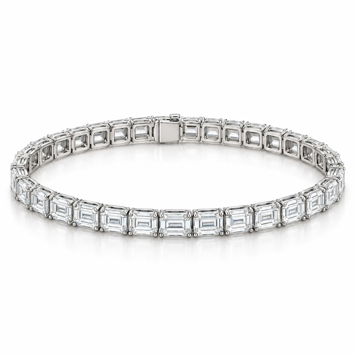 East-West Emerald Tennis lab-grown diamond bracelet in 14K white gold — illustrative design rendering