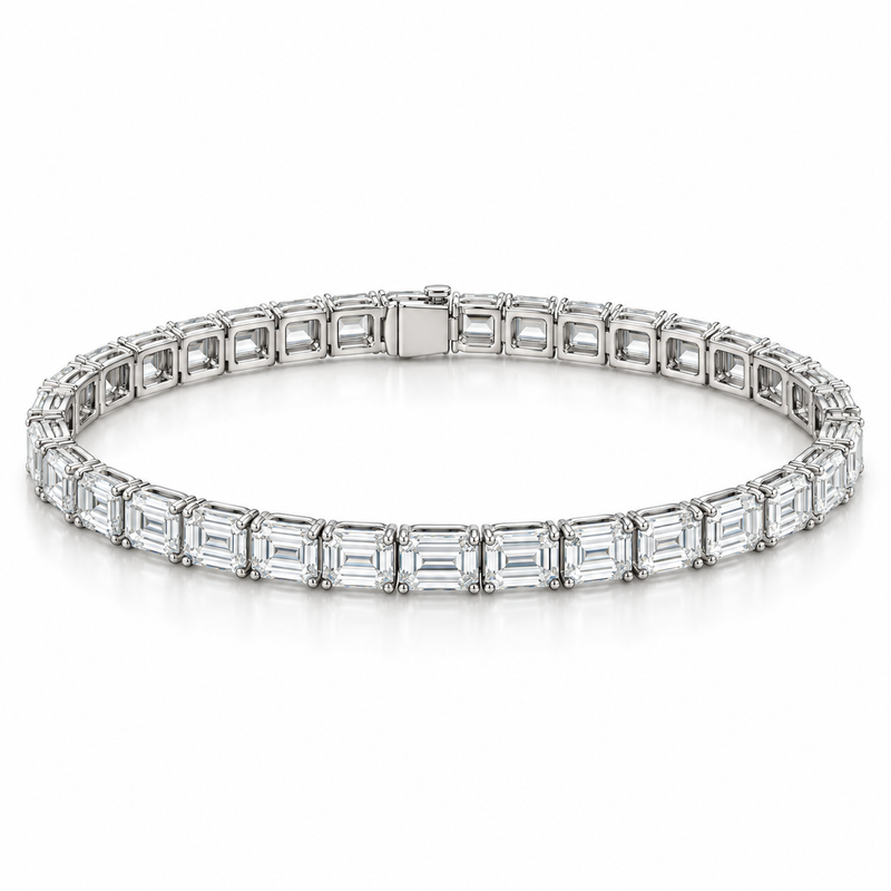 East-West Emerald Tennis lab-grown diamond bracelet in 14K white gold — illustrative design rendering